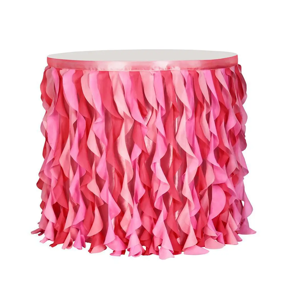 Новая юбка для стола курчавая Ива Форма с волшебной наклейкой Праздничная скатерть для украшения свадьбы - Цвет: 6FT