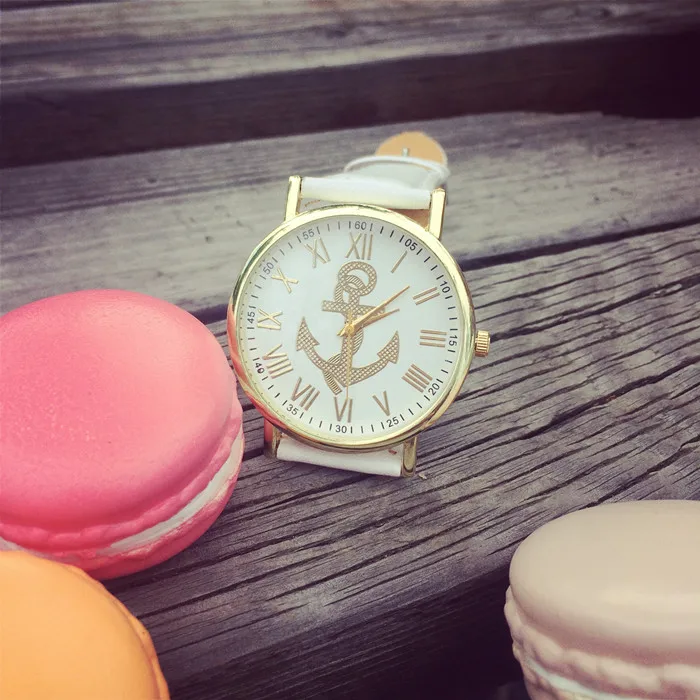 

Relogio Feminino Quartz 2015 New Women Geneva Anchor Watch Radiating Roman Numerals Leather Quartz Watch 1Pcs/Lot