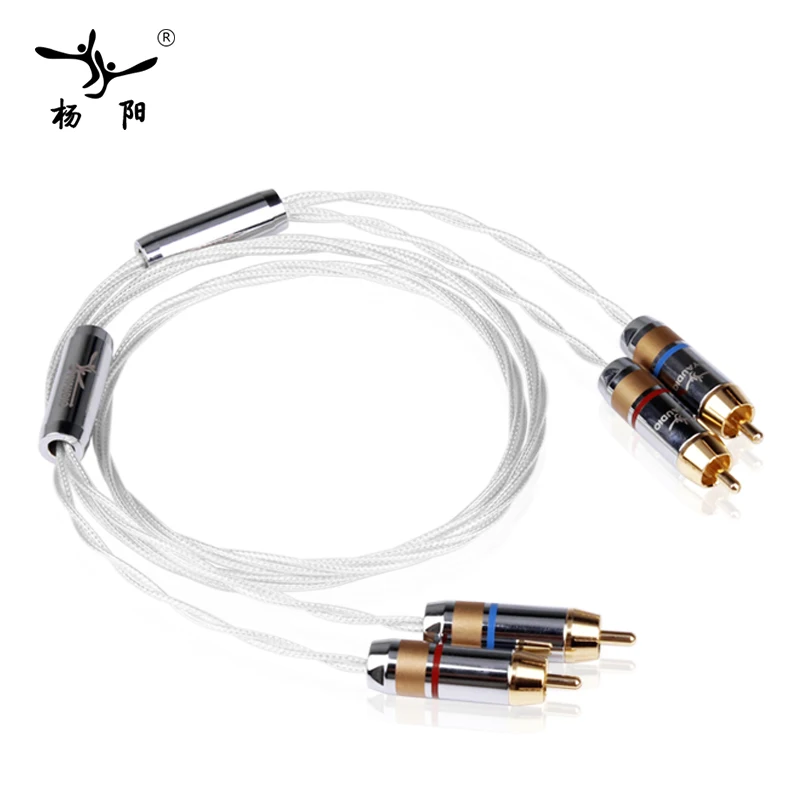 YYAUDIO Hifi RCA to RCA Cable pure silver main core Siver-plated screening RCA plug to rca Male audio Cable