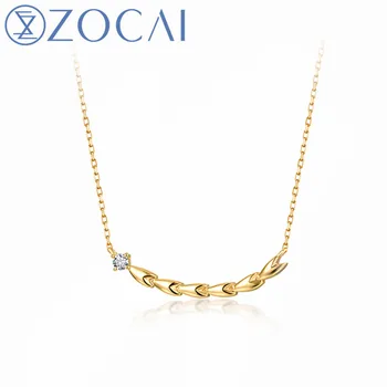 شراءZocai ماركة جديدة تصميم قلادة الماس الطبيعي 0.03 Ct 18 كيلو الذهب الأصفر الحقيقي هدية Chooker JBD00420