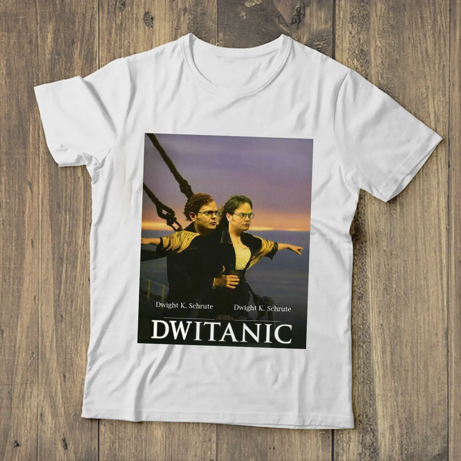 

Titanic Dwight Schrute Dwitanic The Office T Shirt White Cotton Men S-3XL