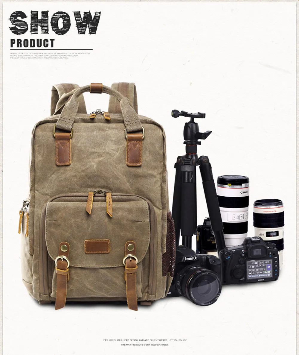 Батик холст цифровой SLR фото рюкзак прочный фотографа Мягкий Камера сумка для объектива камеры штатив зарядное устройство 15 ''ноутбук Canon