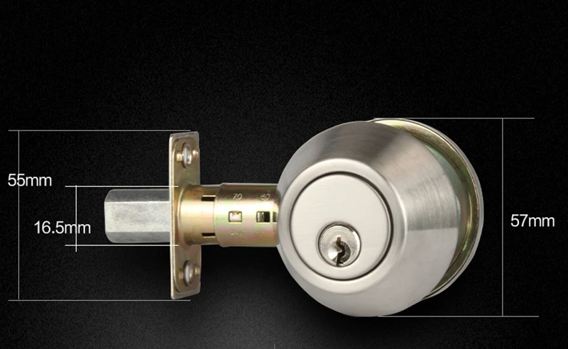 Home Door Gate Single Cylinder Deadbolt Chrome Metal Dead Bolt Door 3Lock 2