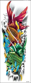 

Waterproof Tattoos Sticker Full Arm chinese color carp Koi tattoo Water Transfer flash tatoo fake tattoo for men women