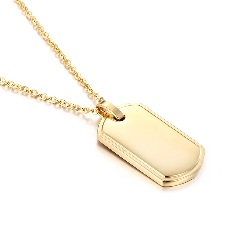 LND Mens Stainless Steel Gold PVD Dog Tag Crucifix Pendant W/Chain LND Mens Stainless Steel Gold PVD Dog Tag Crucifix Pendant W/Chain