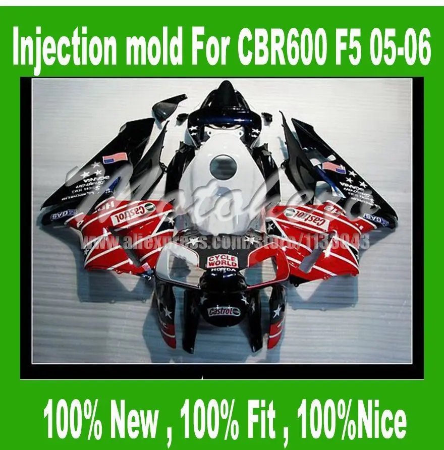 TopRed Black Fairing Kit for Honda CBR 600 RR CBR600RR F5 05 06 2005 2006 ABS Injection molding bodykits motorcycle V7854 | Автомобили и