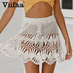 Viifaa бежевый шнурок крючком короткая юбка женские Леггинсы для йоги мини-юбки женские 2019 летний отдых пляж юбка