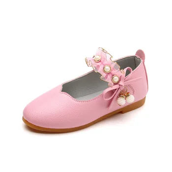 

Girls Shoes Children's Shoes For Toddlers Baby Girl Kids Leather Flats For Wedding Party Dancing Beaded Pendant With Lace Soft