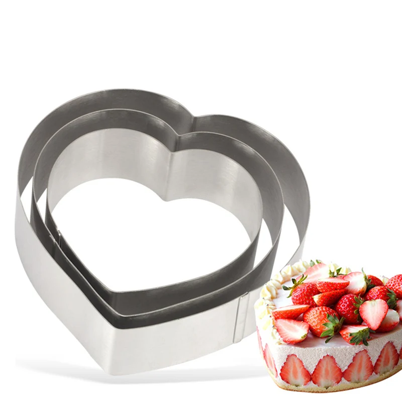 Tart Ring Cake Mold Stainless Steel Heart/Round/Square Shape Bakeware