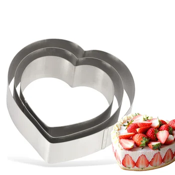 

Tart Ring Cake Mold Stainless Steel Heart/Round/Square Shape Bakeware Confectionery Tools 3pcs Ring Cake Baking Mold Set