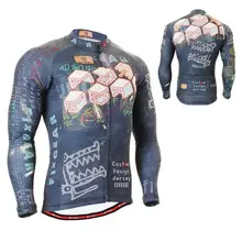 Для мужчин с длинным рукавом Велоспорт Джерси W/полезные 3 задних-карманы технических уникальный графический Открытый цикл Износ MTB дорожный велосипед Велосипедный Спорт Шестерни