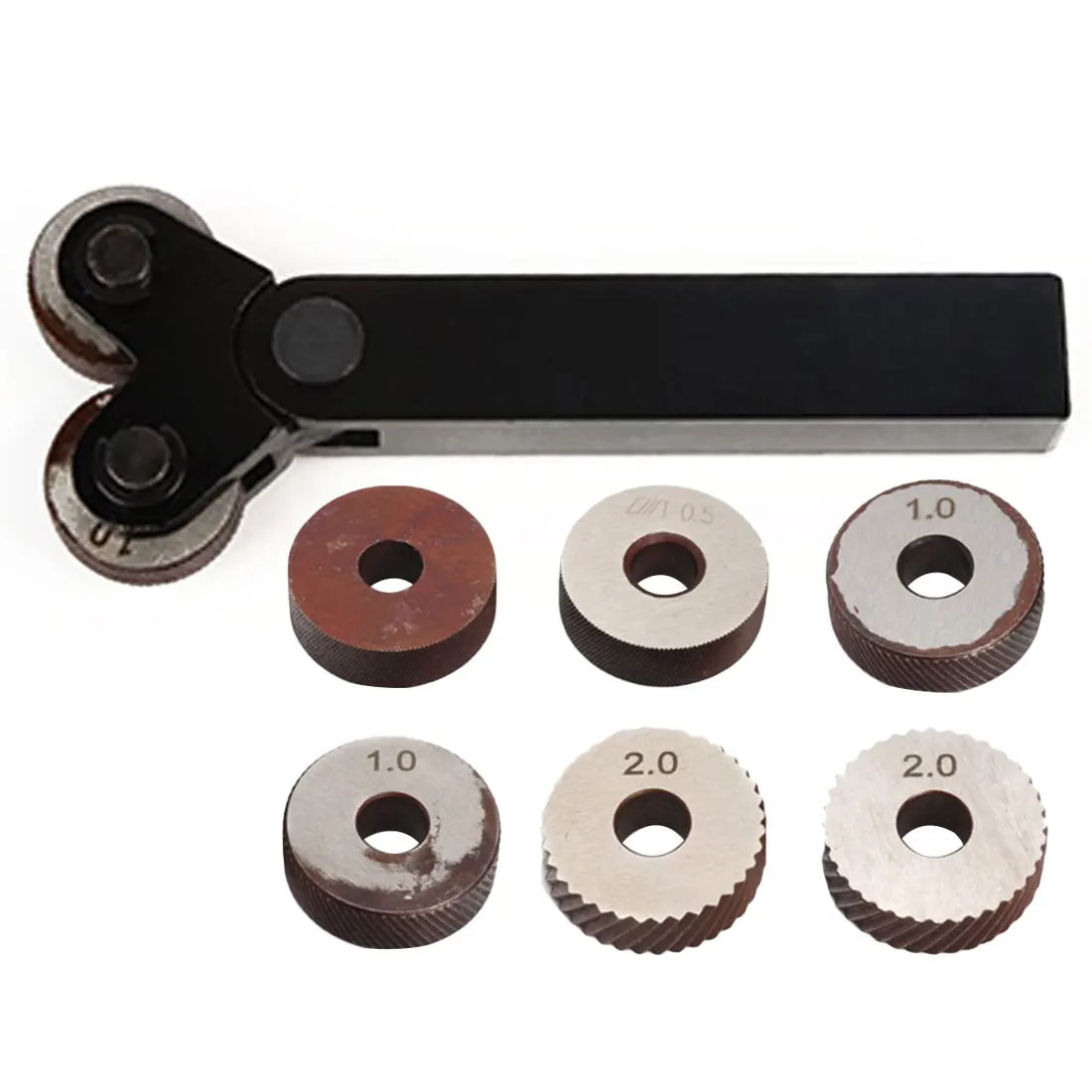 

7pcs Steel Knurling Tool 0.5/1/2mm Diagonal Dual Wheel Linear Knurl Set Lathe Cutter Machine Tools Accessories