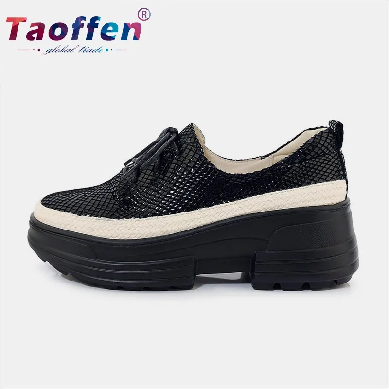 

Taoffen Real Leather Sport Shoes For Women Walking Shoes Bling Platform Trainers Leisure Mature Daily Outdoor Shoes Size 34-39