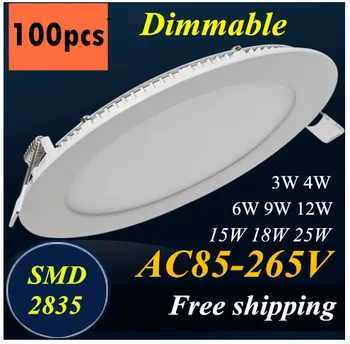 

Free Shipping Hot Ultra Thin Design 3W 4W 6W 9W 12W 15W 18W 25W LED Surface Ceiling Recessed Grid Downlight / Round Panel Light