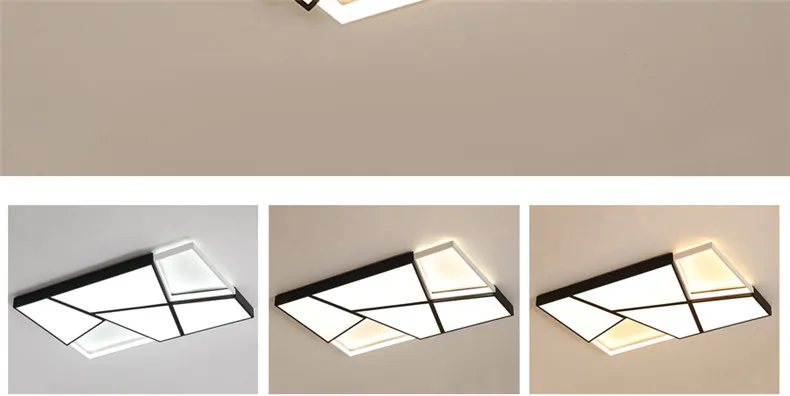 Квадратные современные потолочные светильники, светодиодные светильники для гостиной, спальни, белый и черный цвет, домашний светодиодный потолочный светильник, светильники переменного тока 110V-AC260V
