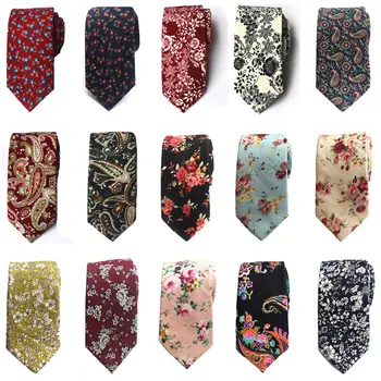 

Mens Stylish Paisley Floral Cotton Skinny 6cm Neckties Party Casual Tie HZTIE0220