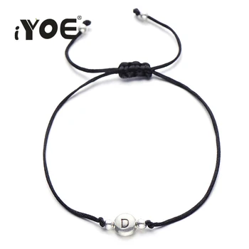 

IYOE Antique Gold Color Beads Letter Bracelet For Women Men Charm Alphabet Lucky Red Rope Bracelets Female Lovers Couple Gift