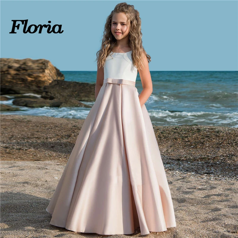 Robes De Mariage Pour Filles Tenue De Spectacle De Soiree Avec Nœud Robe De Premiere Communion Pour Enfants Aliexpress