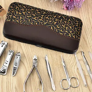

12 Piece Manicure Pedicure Nail Care Set Stainless steel Cuticle Nail Clippers Kit tool Gift Case