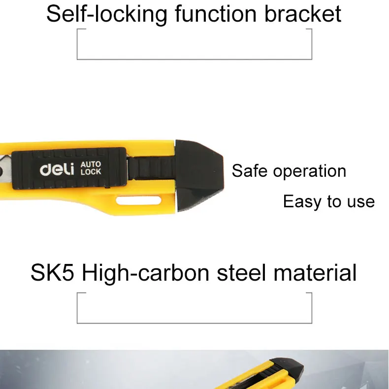 Deli 1 шт. резак многофункциональный нож Автоматическая блокировка Сменное лезвие маленький нож резак бумаги офисные школьные принадлежности случайный цвет