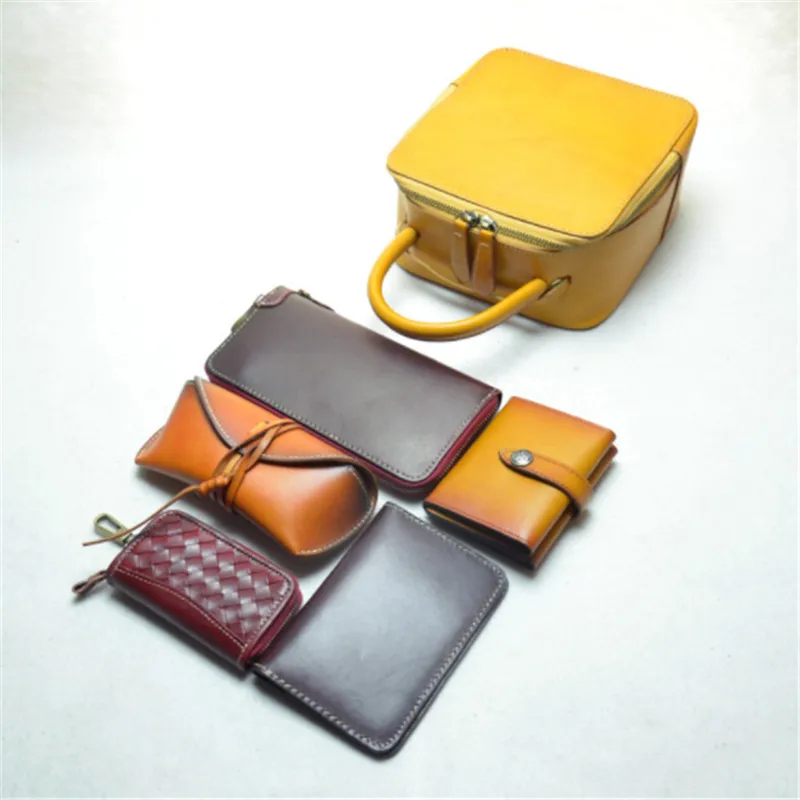 

B0185 new original hand-painted first layer of tanned leather handbag Japanese simple shoulder shoulder Messenger bag