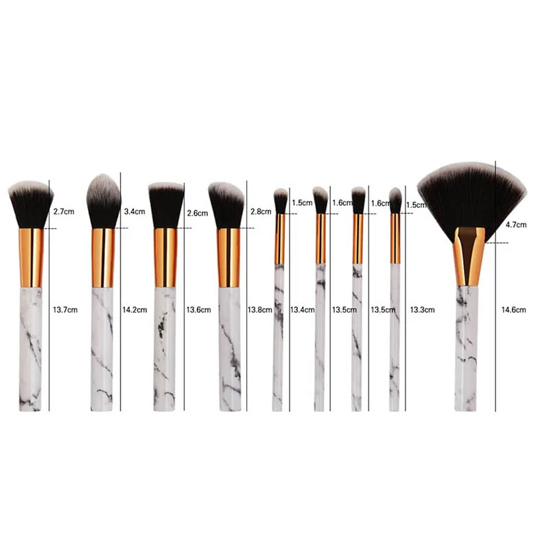 

9 Pcs/set Marble Pattern Makeup Brushes Cosmetic Powder Foundation Eyeshadow Lip For Plastic Handle Brushes Set maquiagem
