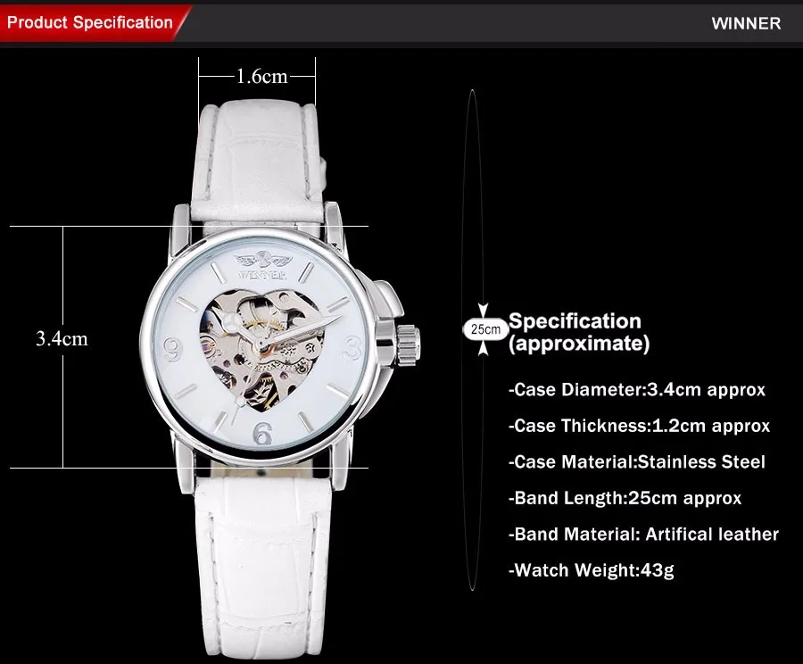 Популярные Брендовые женские часы от победителя, простые автоматические часы со скелетонным циферблатом, прозрачное стекло, серебристый чехол, кожаный ремешок