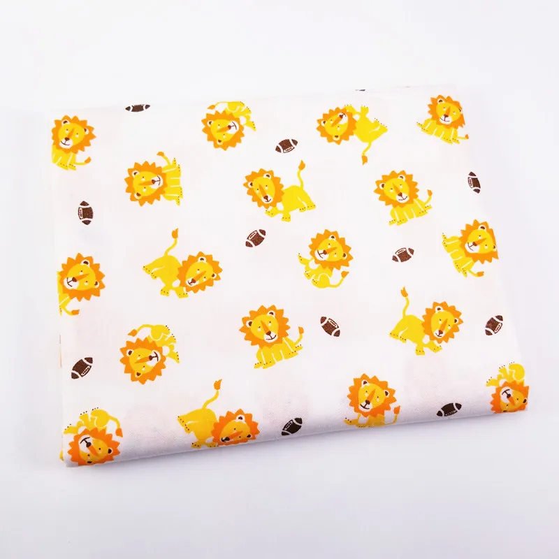 Детская Хлопковая саржевая ткань с принтом льва для текстильного материала, простыня, мягкая ткань, лоскутное шитье, Tecido, детские куклы