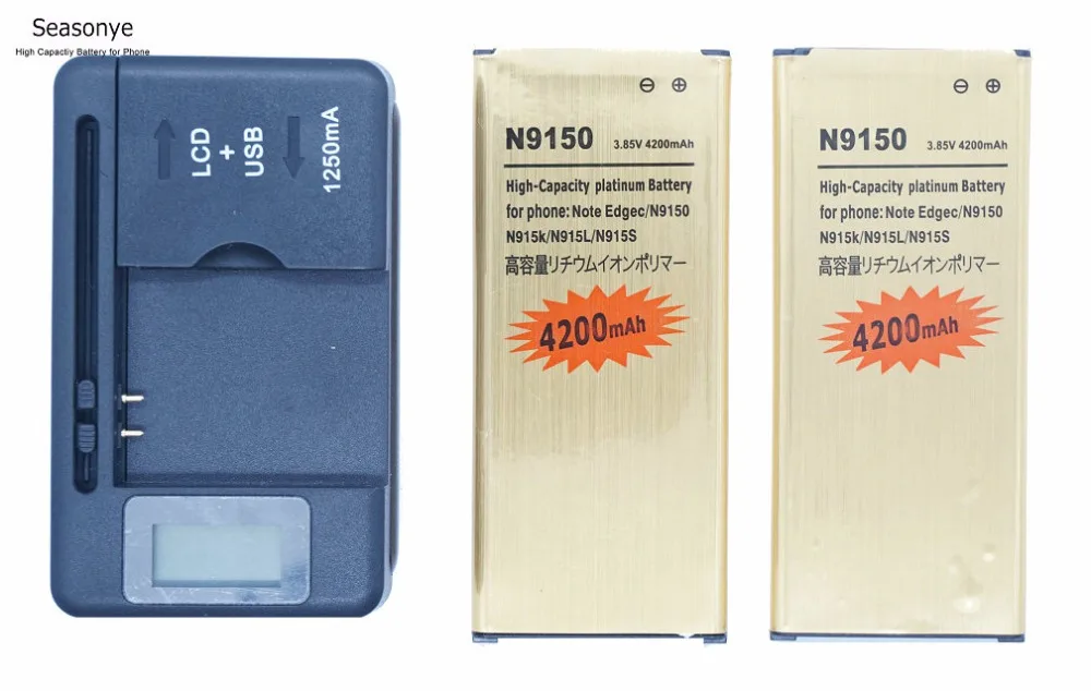 

Seasonye 2x EB-BN915BBC / EB-BN915BBE 4200mAh Gold Replacement Battery + LCD Charger For Samsung galaxy Note Edge N9150 N915