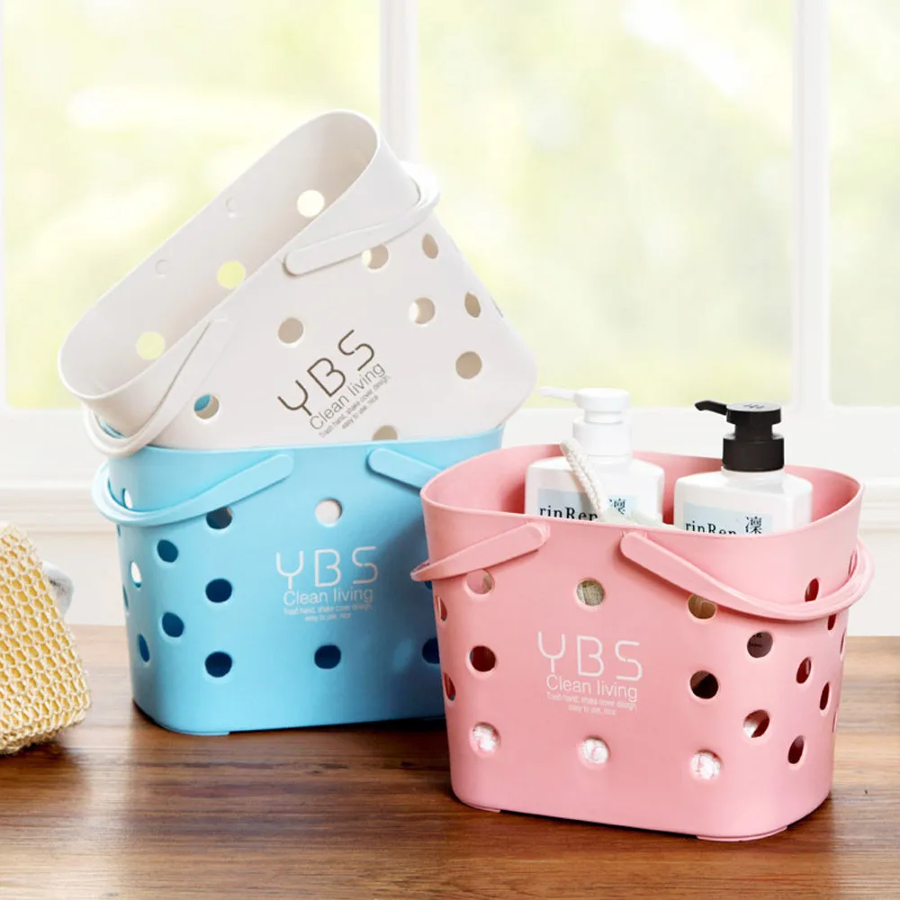 

Stylish handle Basket For Storage Fashion Plastic For Bathroom Shower Basket Fruit Vegetable Snack Sundries Organizer Baskets 60