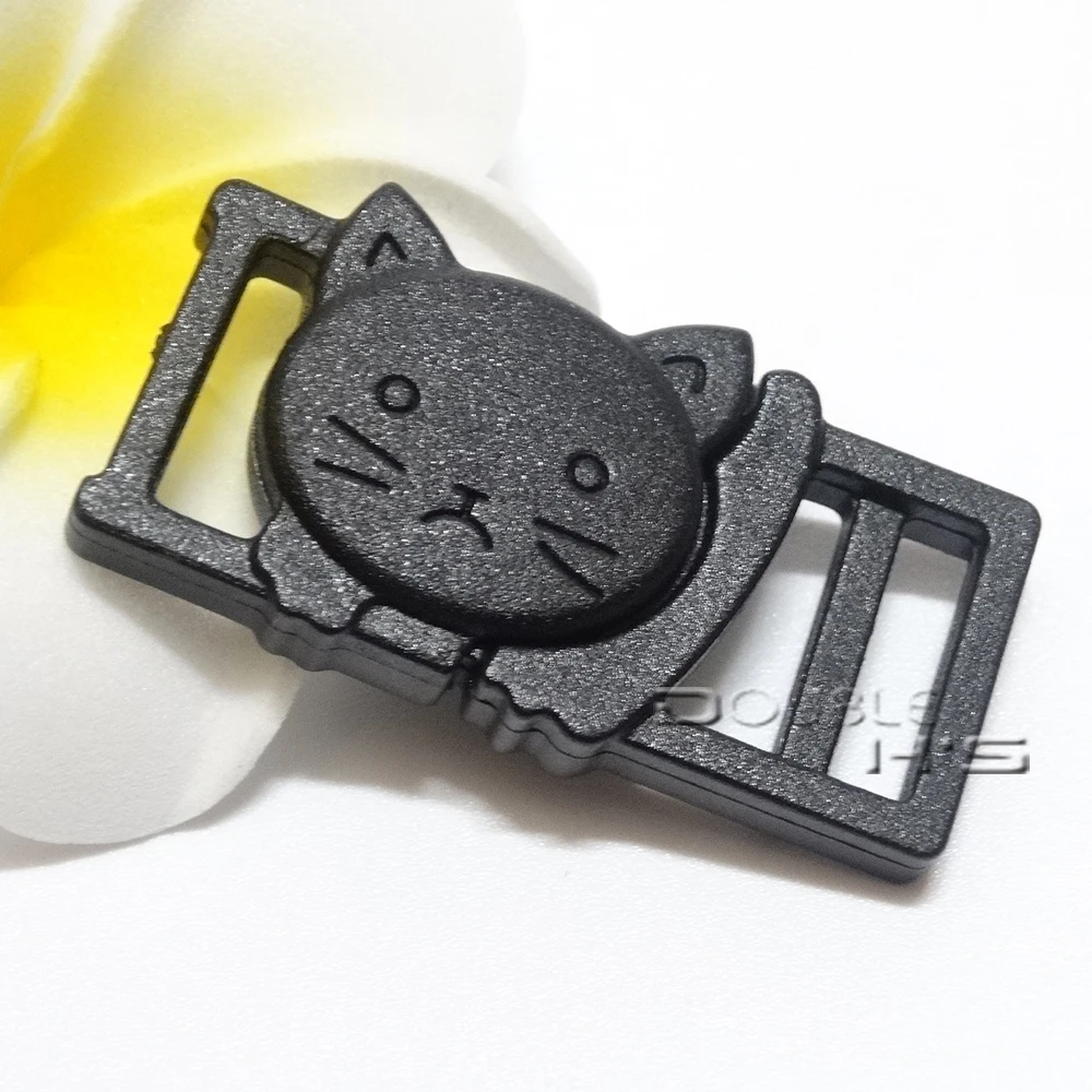 50pcs/lot 3/8" Cathead Plastic Black Safty Breakaway Buckles For Cat