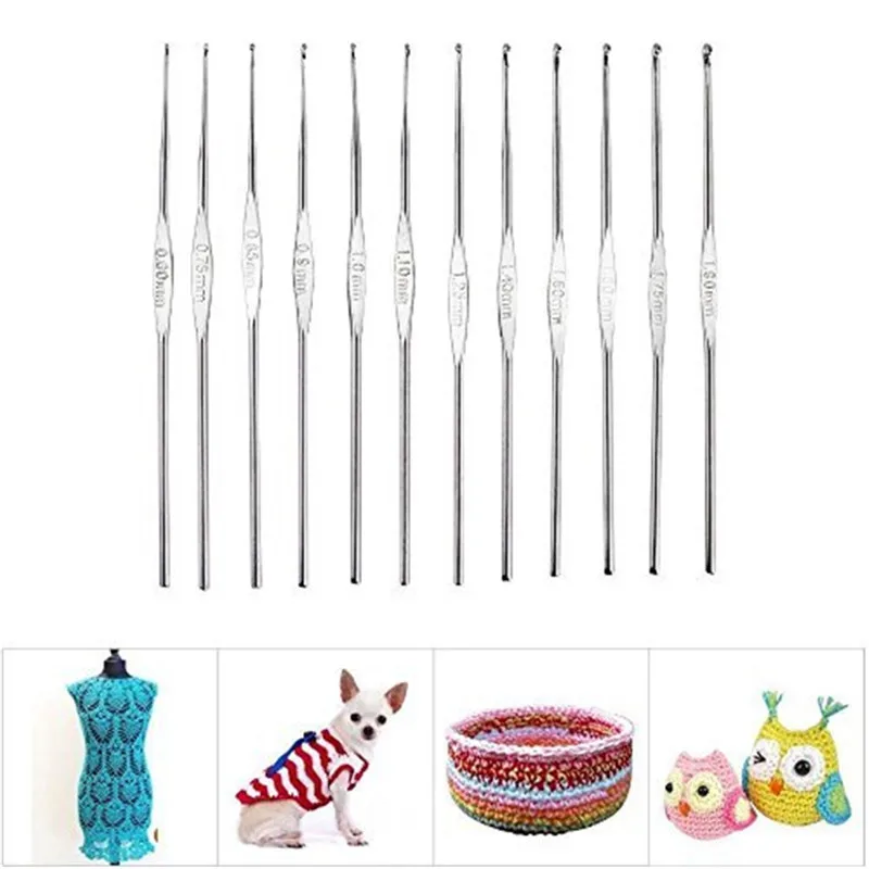 Looen 12pcsset Small Size Crochet Hooks Set Mix Sizes 0.6-1.9mm Knitting Needles For Yarn Weave Tools Lace Crochet Needles Set (3)
