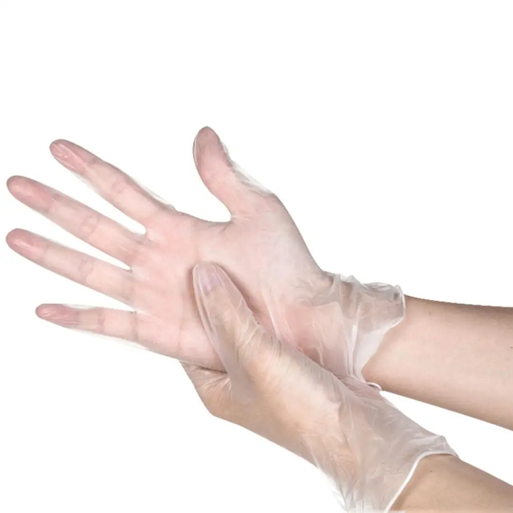 LanLan 100 шт. без порошка одноразовые перчатки водостойкие маслостойкие прозрачные ПВХ перчатки