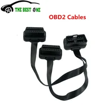 Распродажа! OBD2 16 контактный кабель плоский тонкий как лапша ELM327 мужчин и женщин OBD 2 Y сплиттер локоть расширение OBDII диагностический разъем