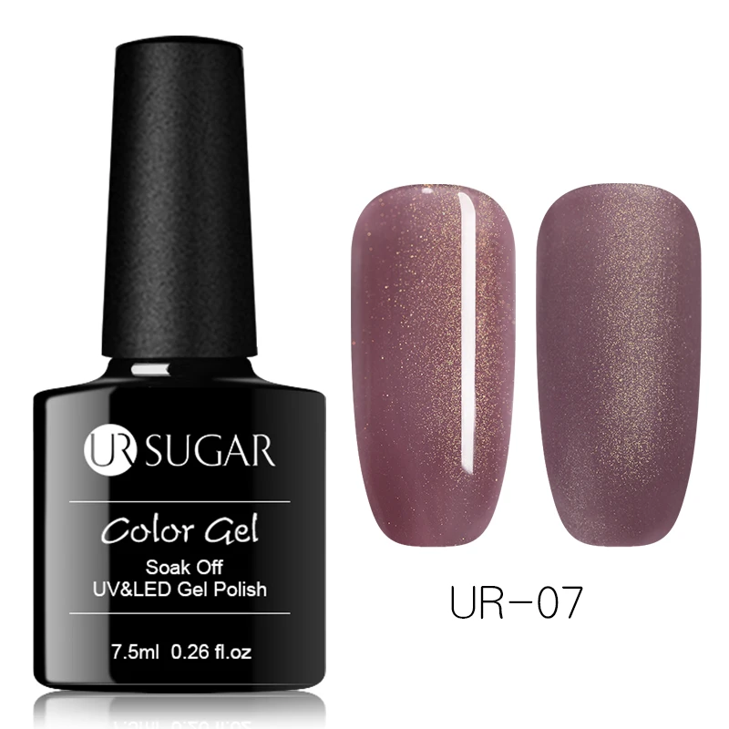 UR SUGAR 7.5ml Shimmer Glitter Gel Nail Polish Brown Pink Color Nail Art Gel Lacquer Soak Off UV Gel Varnish Matte Effect Gel - Цвет: 7