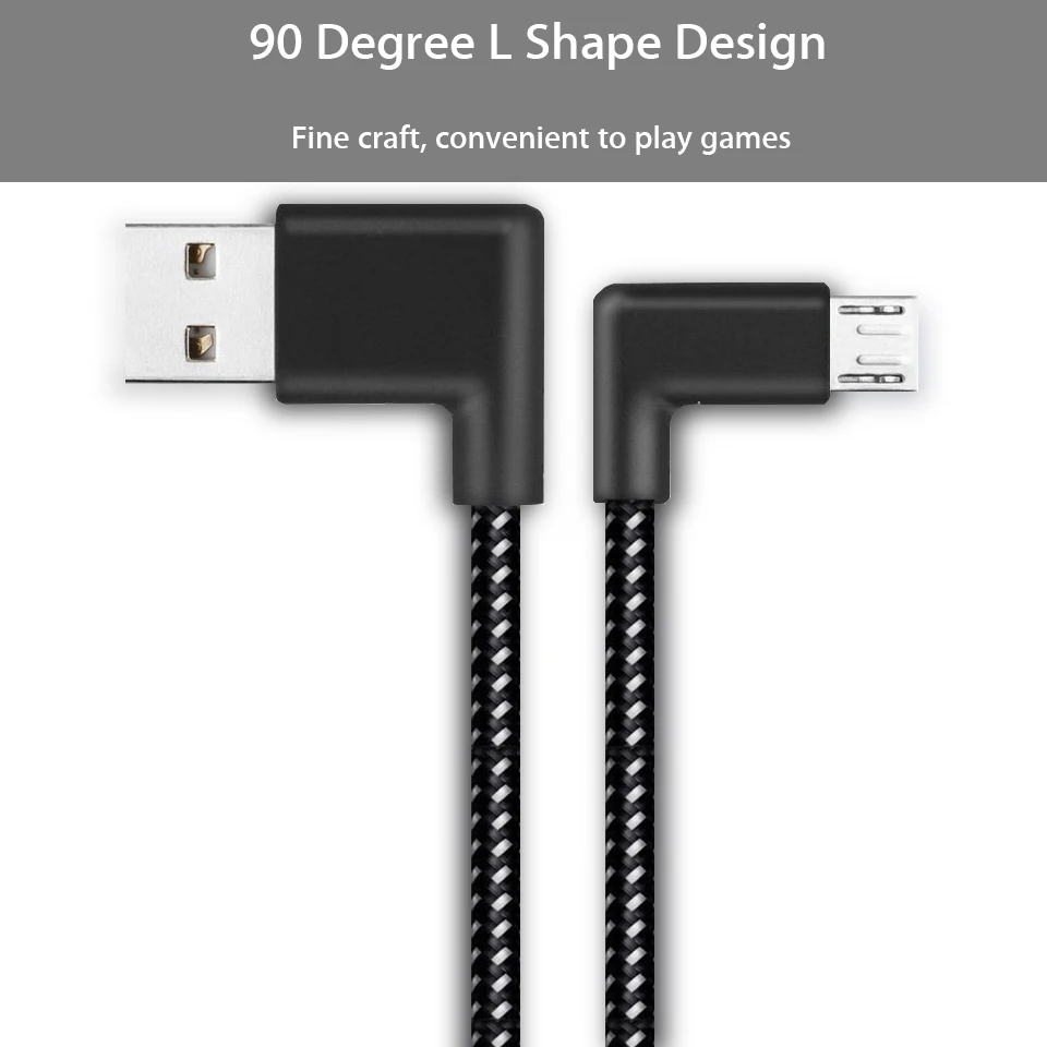 90 градусов Micro USB короткий кабель для быстрой зарядки Quick Charge 3,0 L форма мобильного телефона кабель для зарядного устройства для samsung Xiaomi 20 см 0,2 м