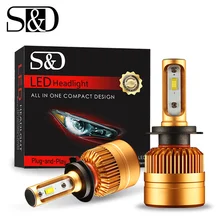 S & D 2 adet H4 LED H7 H11 H8 9006 HB4 H1 H3 HB3 H9 H27 880 881 9005 led araba kafa lambası ampulleri lamba 12000LM otomatik sis farları 6000K 12V