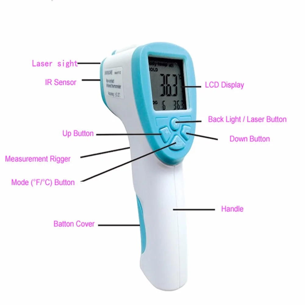 

1PC Kids Adult Body Skin LCD Infrared Non-contact Digital Thermometer Gun IR temperature meter