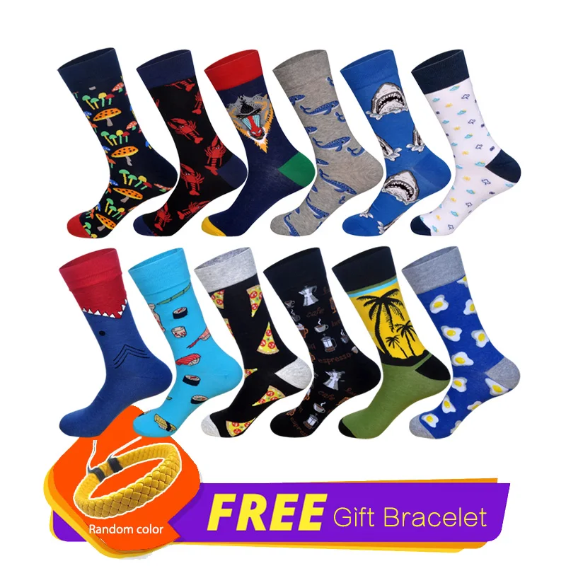 

LIONZONE 12Pairs/Lot Happy Socks for Men British Casual Eur40-46 Personality Streetwear High Quality Cotton Sock Gifts for Men