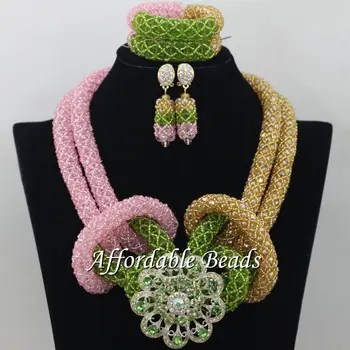 

Popular African Dubai Jewelry Sets Nice Wedding Beads Set Handmade Item Wholesale Free Shipping NCD021