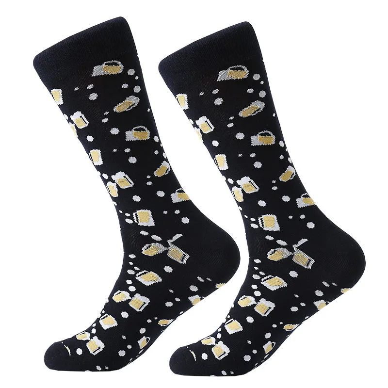 La MaxPa, 1 пара, мужские носки, чесаные хлопковые носки с рисунком животных, птиц, кукурузы, арбуза, морской еды, геометрические Новые забавные носки, k2068 - Цвет: 5