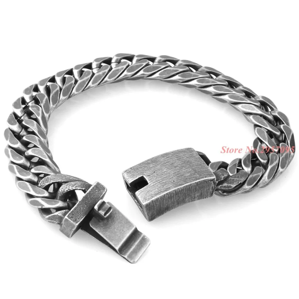 Big Stainless Steel Bracelet Men Jewelry Wholesale Black Color 13 MM