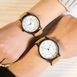 Новый стиль любителей моды часы кожаный Роскошные Для женщин кварцевые часы стол пару Повседневное наручные часы Простой платье часы relogo
