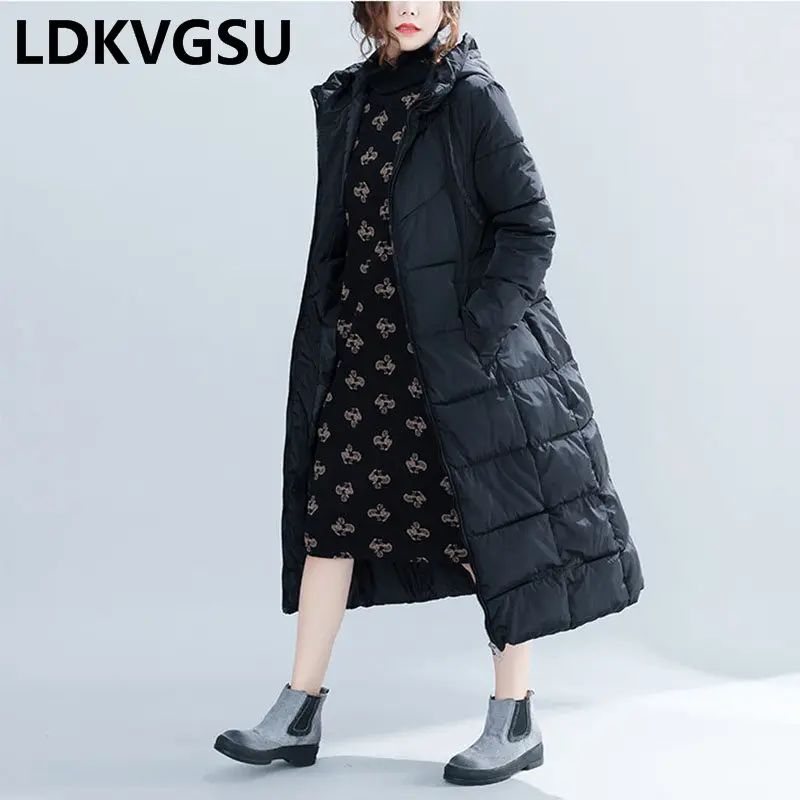 Vers Lâche Is1354 Black Hiver Grande white Chaud 2018 De Couleur Éclair Le Coton À Parkas Red Taille brick Bas Long Nouvelle Solide Capuchon Manteau Femelle Fermeture Épais Femmes SnzIxIg