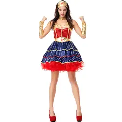 Хэллоуин Рассвет Справедливости ободок для волос в стиле Чудо-Женщина Супергерой косплэй костюм для взрослых нарядное платье