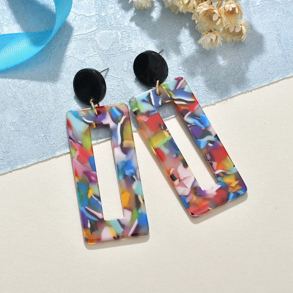 Женские акриловые серьги ручной работы MESTILO большие квадратные с леопардовым