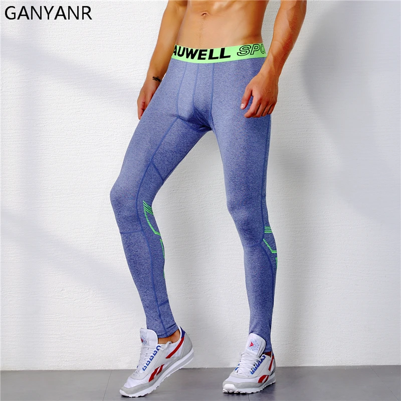 GANYANR колготки для бега, мужские спортивные Леггинсы, компрессионные штаны для йоги, баскетбола, спорта, фитнеса, бодибилдинга, спортзала, бега, сексуальные