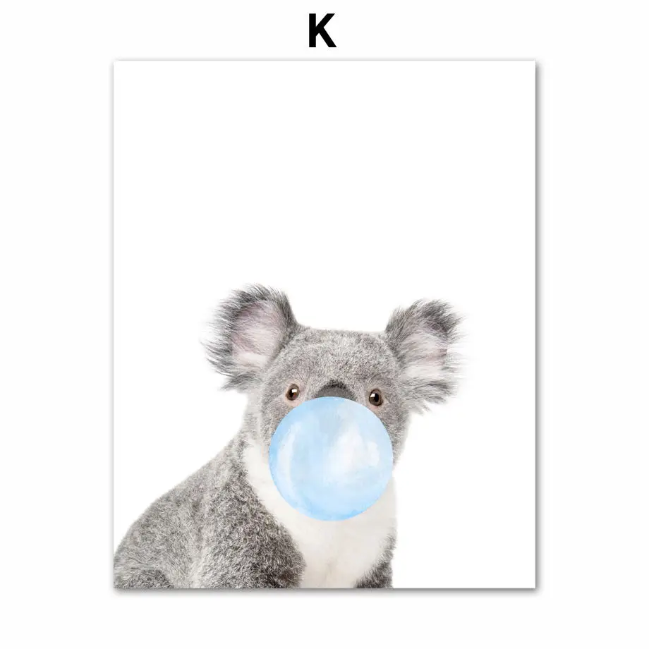 Мультфильм зебра жираф коала воздушный шар скандинавские плакаты и принты стены искусства холст картины фотографии животных на стену Детская комната Декор - Цвет: K