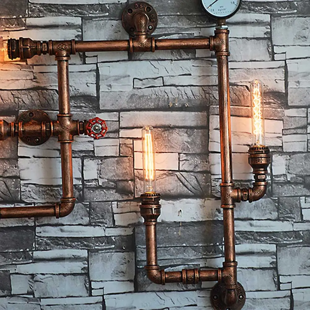 5 heads new fashion wroguht iron Water pipe wall lamp vintage aisle lights loft iron wall