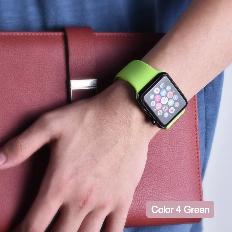 Цветной мягкий силиконовый спортивный ремешок для Apple Watch Series 5 4 3 2 1 38 мм 42 мм резиновый ремешок для часов iWatch 5 4 40 мм 44 мм